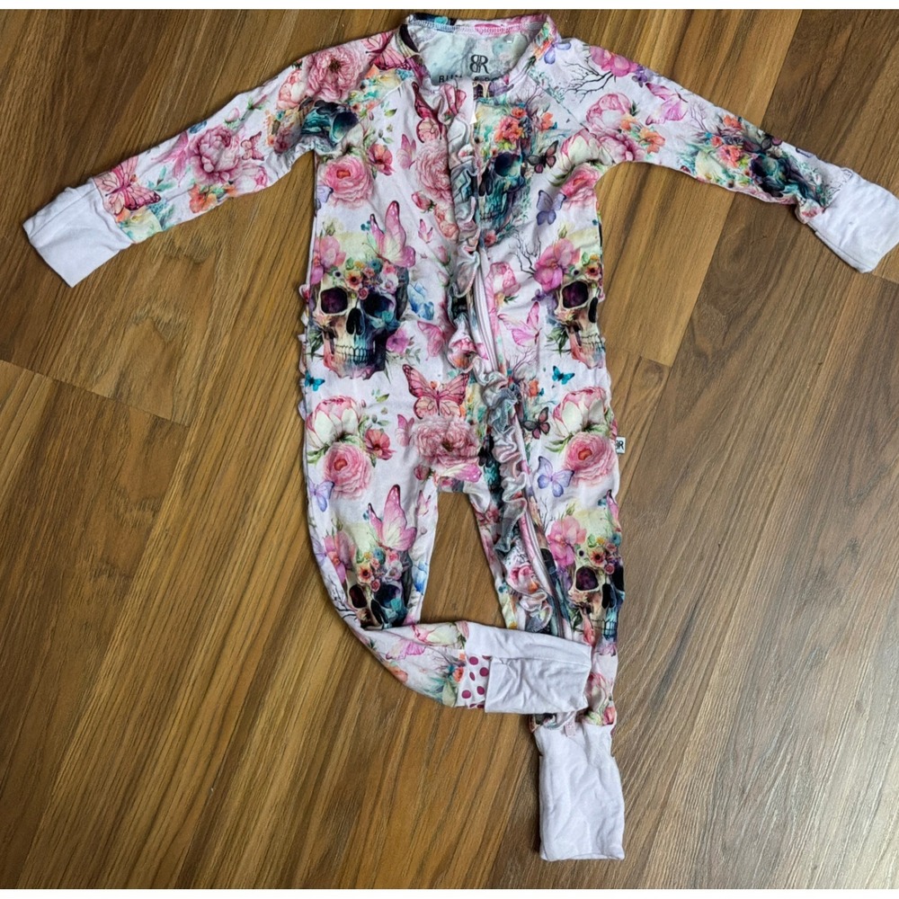 Bum And Roses Floral Skull Print Kids Pajamas 3-6